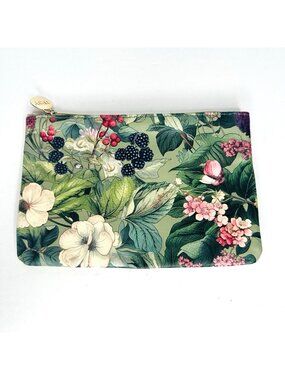 IPSY Glam Bag Makeup Cosmetics 7x5” Floral Berries Travel Vinyl Clutch Zipper